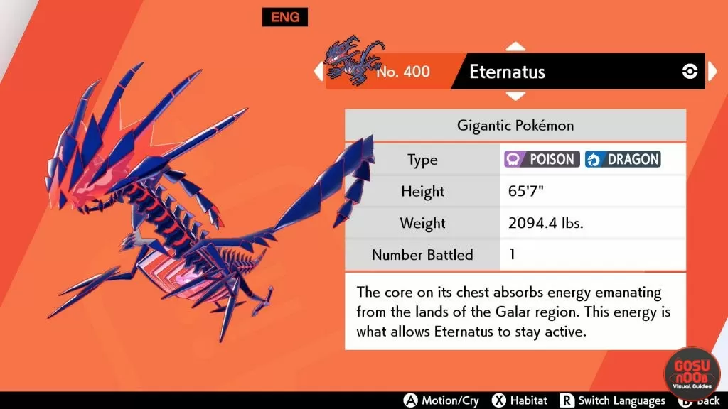 Eternatus Legendary Pokemon in Pokemon Sword & Shield