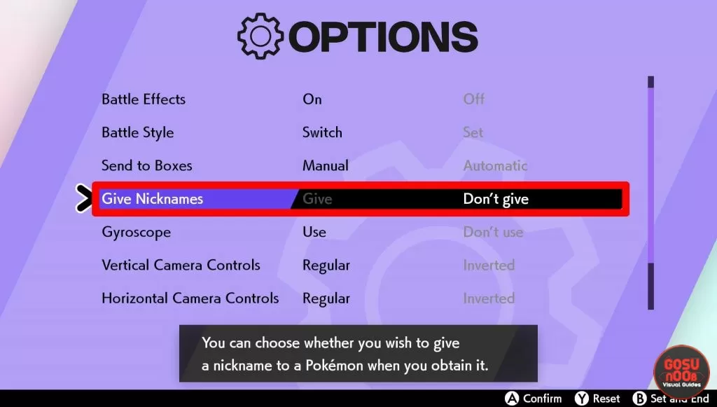 how to disable automatic pokemon naming pokemon sword shield