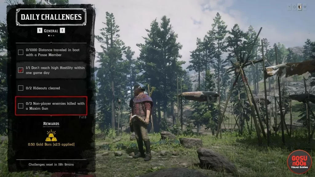 RDR2 Online Maxim Gun Location Non-Player Enemies Killed Daily Challenge