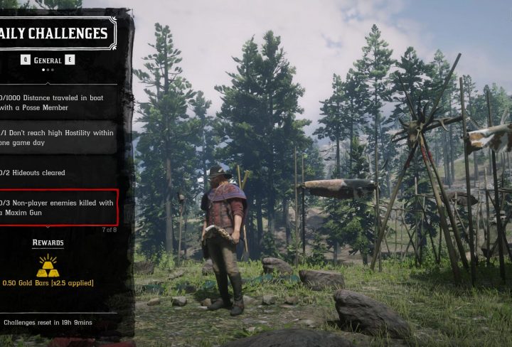 RDR2 Online Maxim Gun Location Non-Player Enemies Killed Daily Challenge