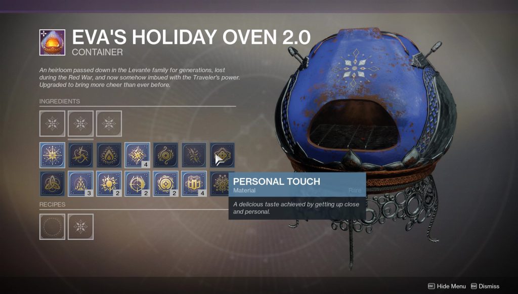 destiny 2 personal touch perfect taste bullet spray ingredients
