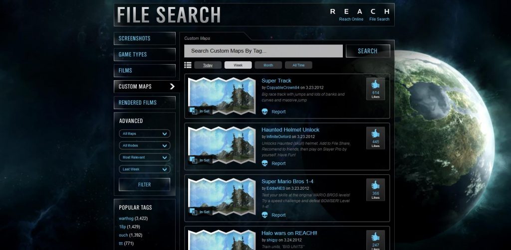 halo reach how to download custom maps modes search file share