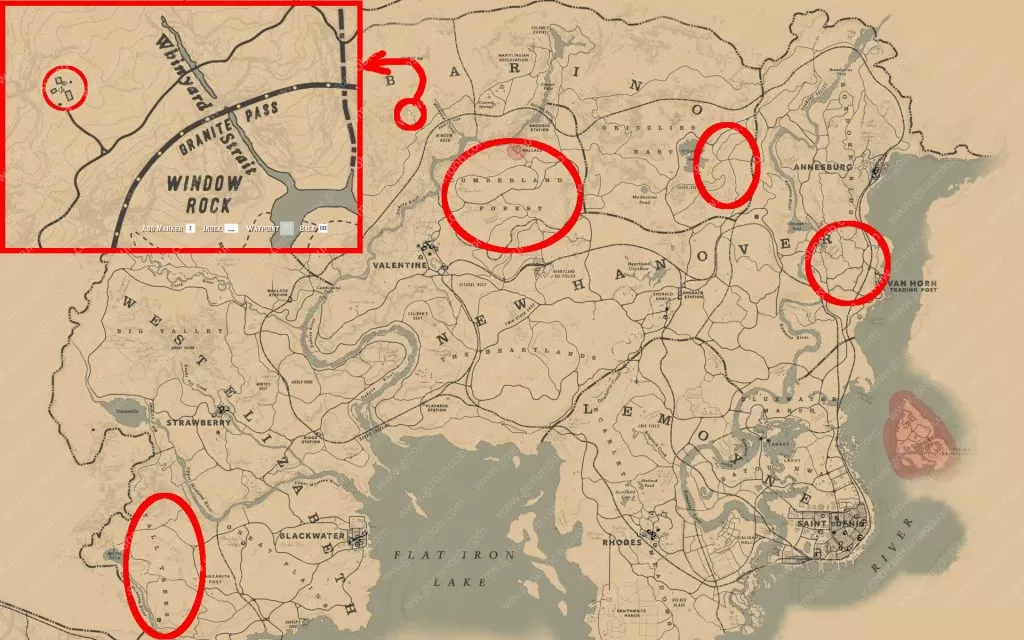 rdr2 ginseng locations map