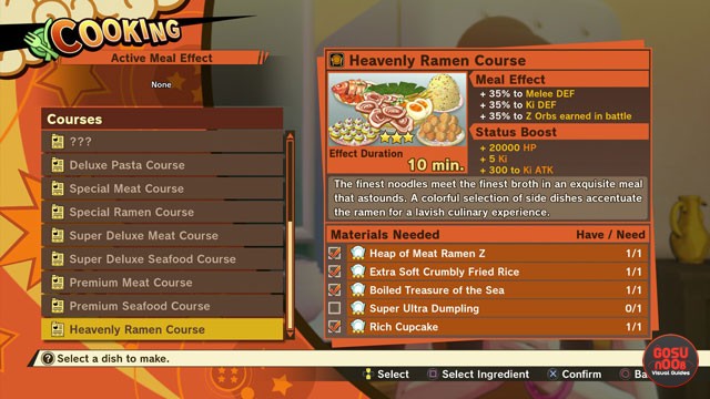 Full Course Meals in Dragon Ball Z Kakarot