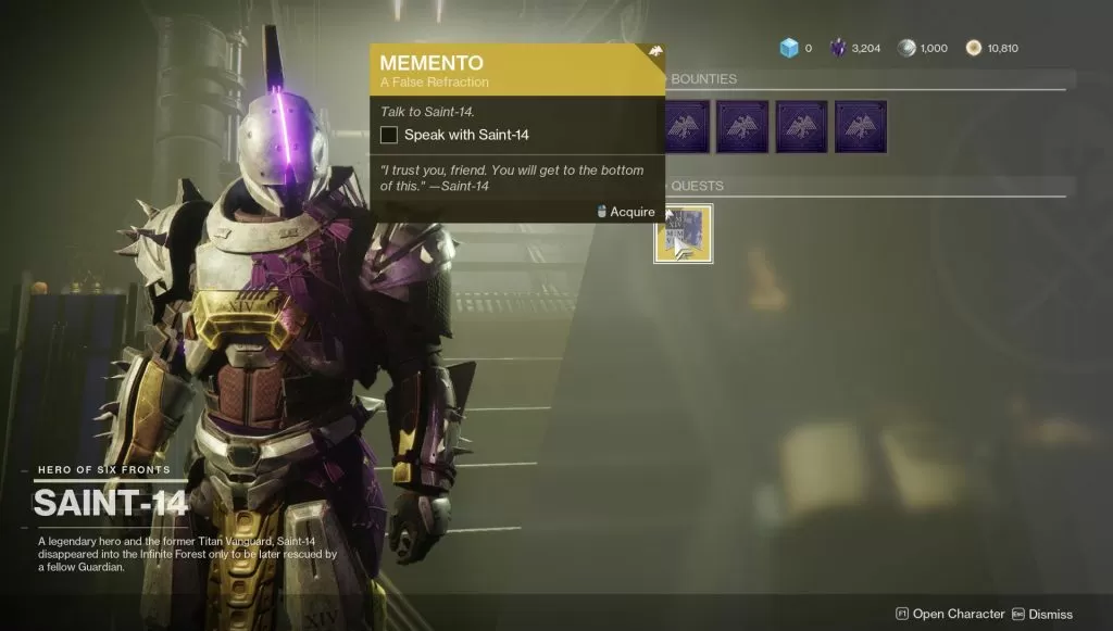 destiny 2 memento exotic quest