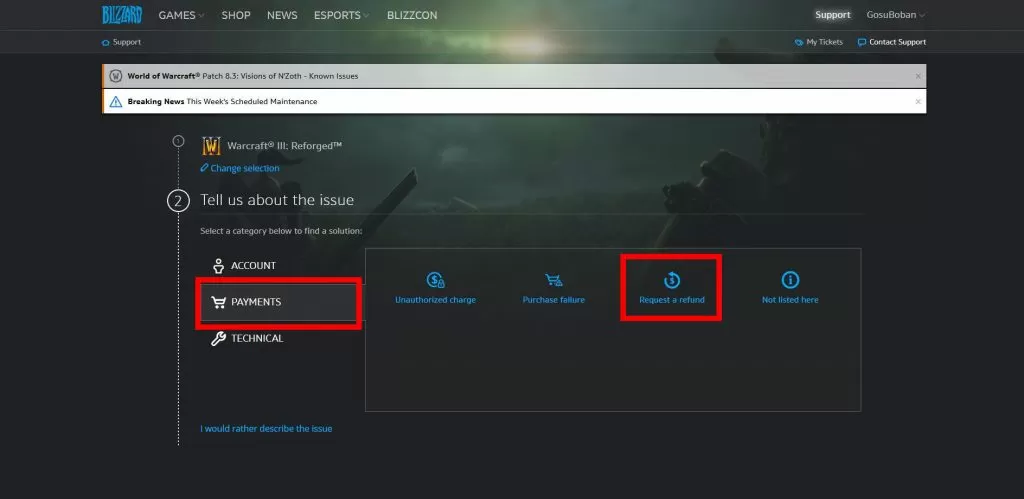 warcraft 3 reforged refund