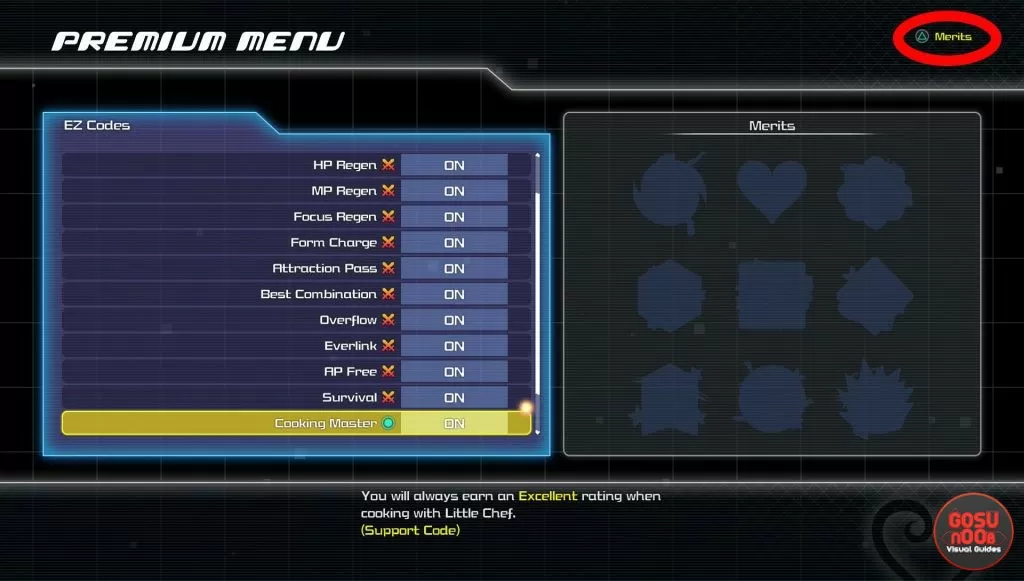 what are merits in kingdom hearts 3 remind premium menu