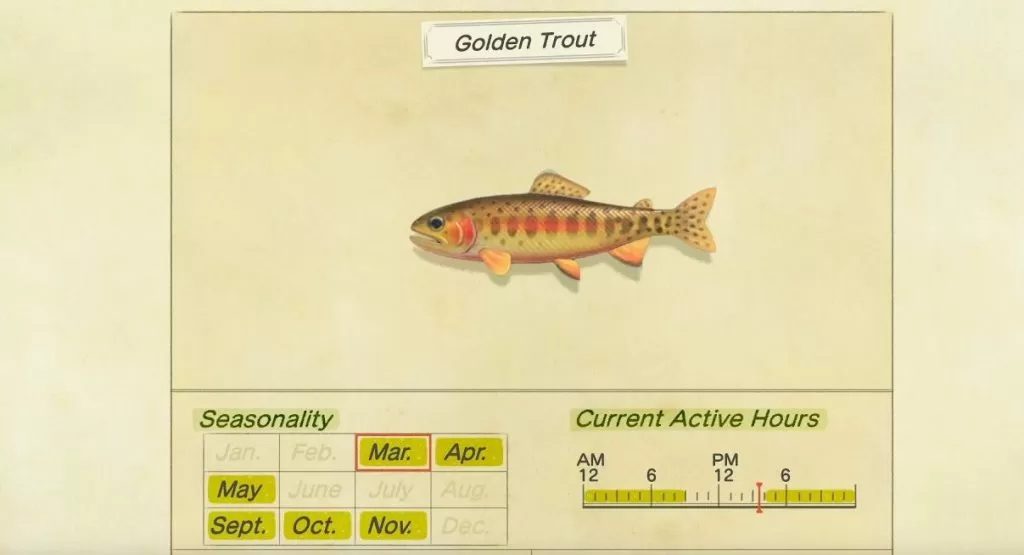 animal crossing new horizons golden trout