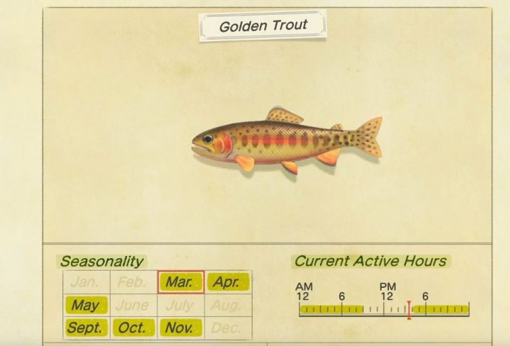 animal crossing new horizons golden trout