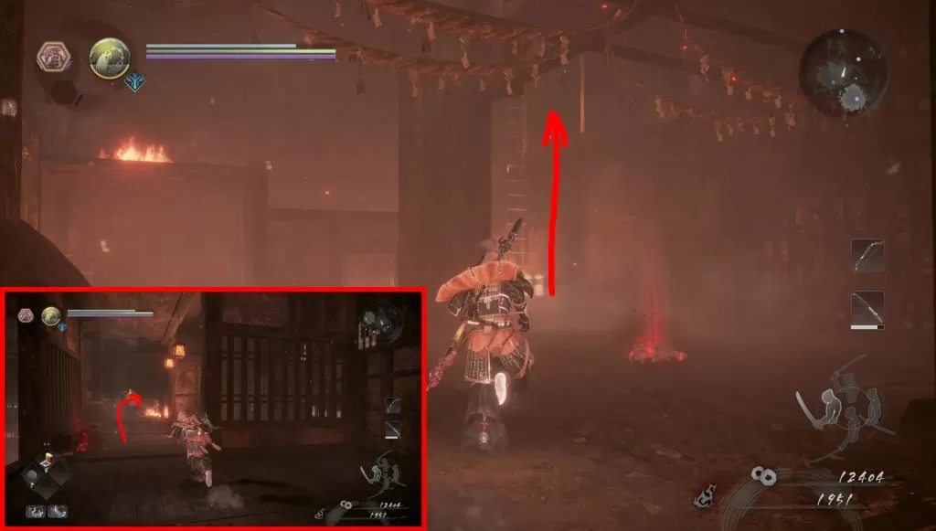 nioh 2 burning village fortress kodama