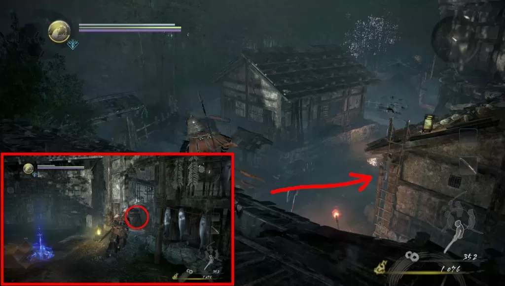 nioh 2 kodama locations village of cursed blossom roof