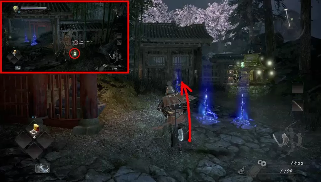 nioh 2 kodama village cursed blossom inner shrine