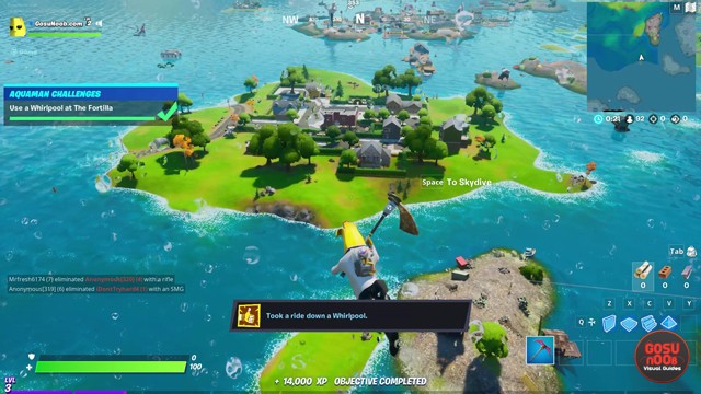 Use Whirlpool at Fortilla Location in Fortnite Week 1 Aquaman Challenge