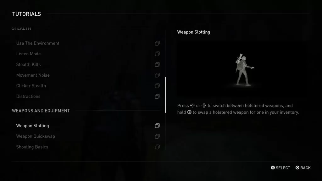 tlou2 weapon slotting