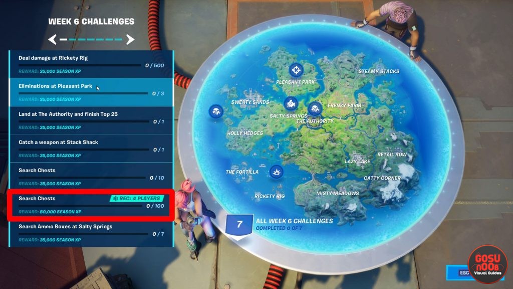 4 players fortnite search 100 chests weekly challenge