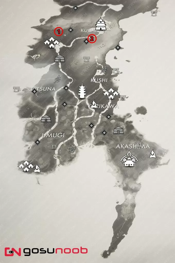 All Yuriko Tale Locations Map Ghost of Tsushima