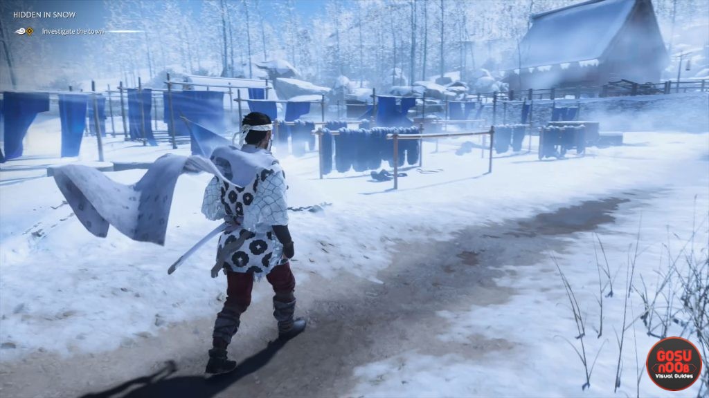ghost of tsushima investigate the town objective hidden in snow quest