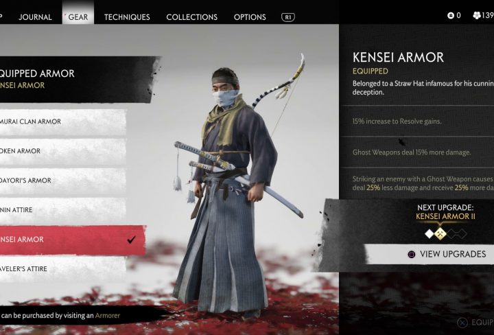 ghost of tsushima kensei armor location six blades of kojiro mythic tale