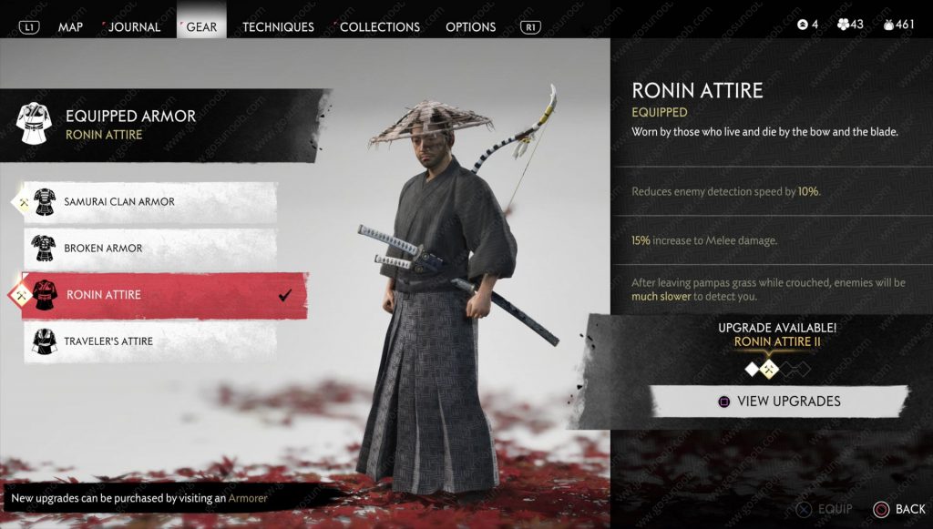 ghost of tsushima ronin attire location