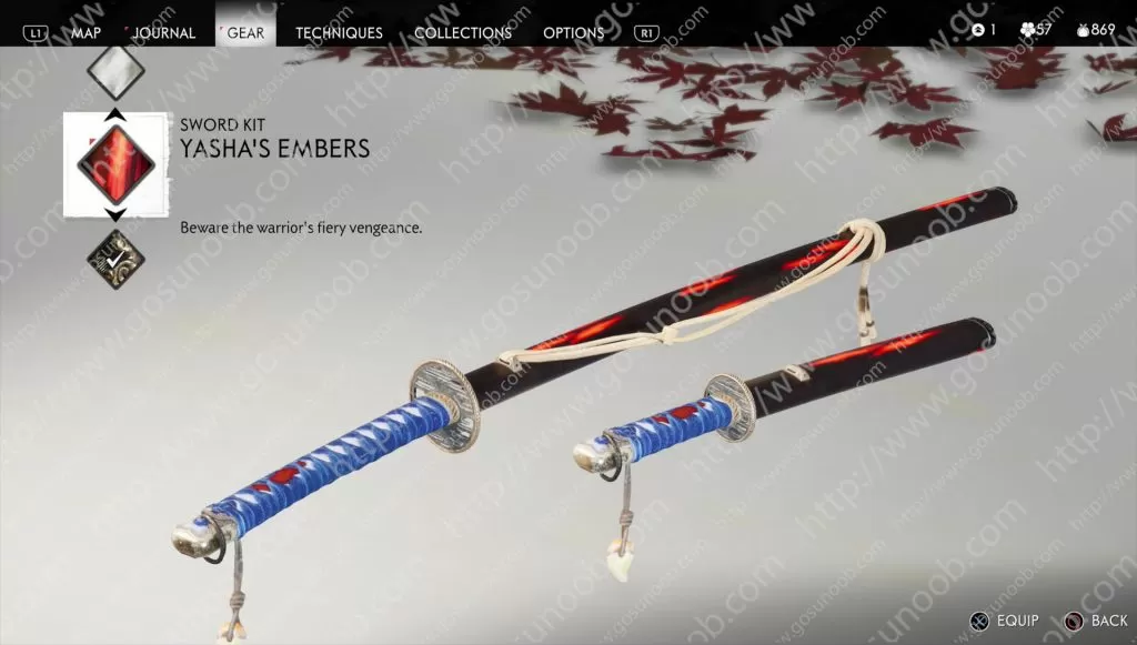 ghost of tsushima sword kits yasha's embers