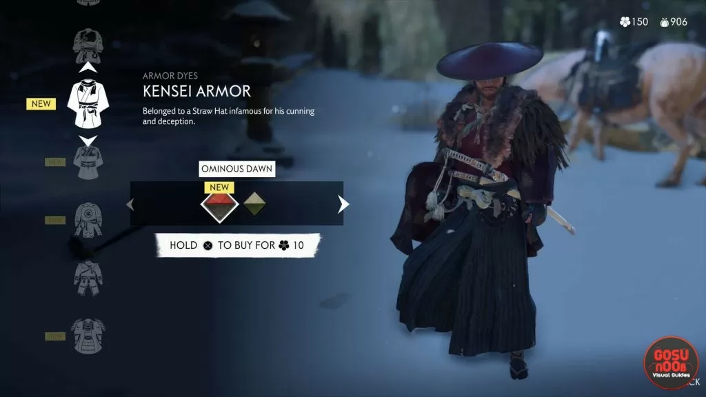 kensei armor ominous dawn red dye ghost of tsushima