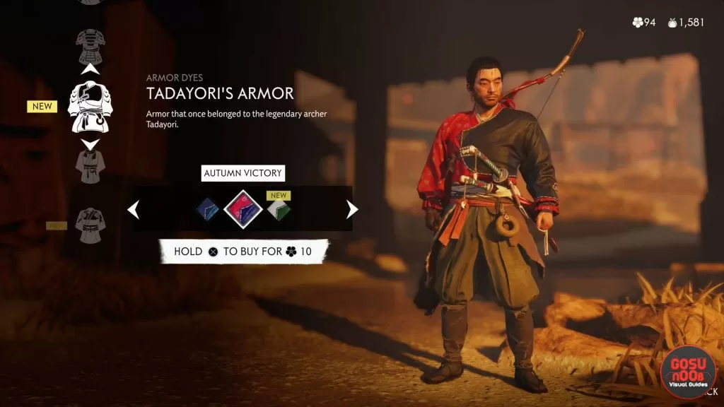 tadayoris armor autumn victory red dye