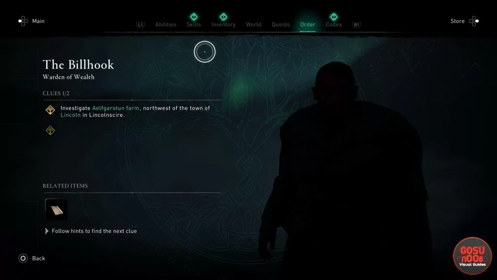 the billhook ac valhalla investigate aelfgarstun farm order of the ancients clue