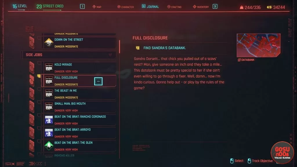 cyberpunk 2077 full disclosure find sandras databank
