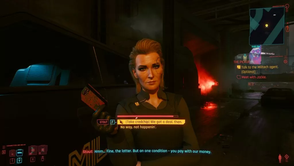 cyberpunk 2077 meredith choice take chip or not pickup job