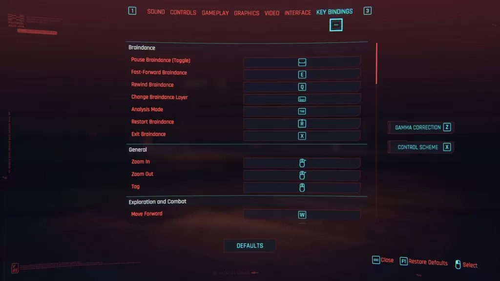 cyberpunk 2077 rebind controls change keybinds