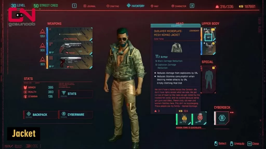 legendary nomad jacket jackson plain location cyberpunk 2077