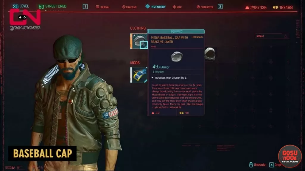 media baseball cap legendary clothes cyberpunk 2077