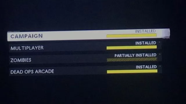 cod cold war zombies partially installed