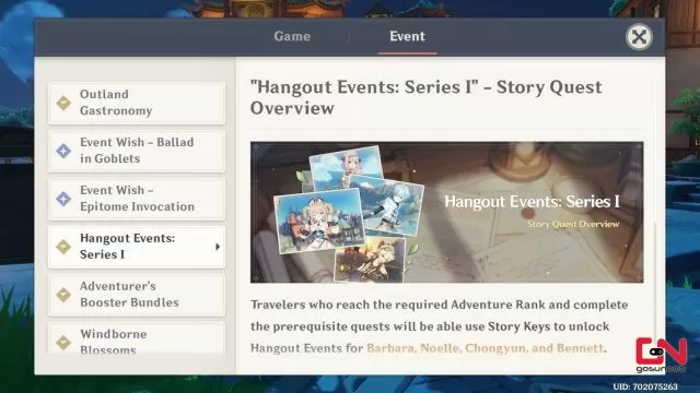 hangout events genshin impact