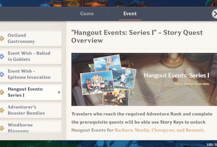 hangout events genshin impact