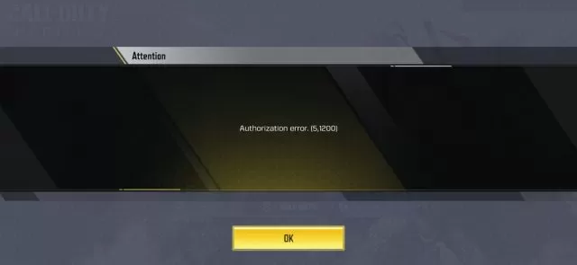 Call of duty mobile Authorization Error 5 1200