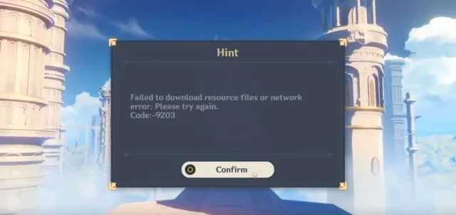 genshin impactt error code 9203 how to fix