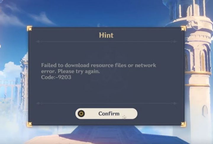 genshin impactt error code 9203 how to fix