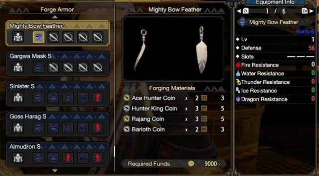 mighty bow feather mh rise barioth rajang hunter king ace hunter coins