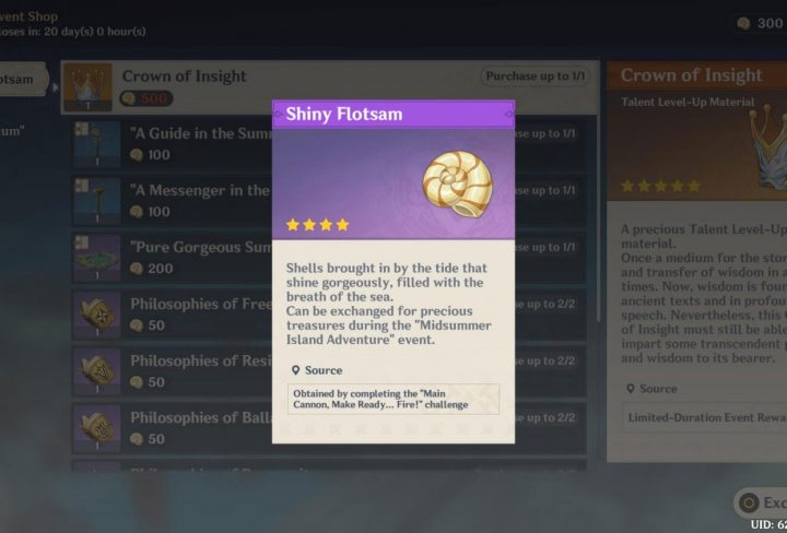 Genshin Impact Shells - Shiny Flotsam Main Cannon, Make Ready Fire Challenge