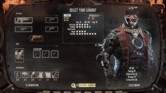 how to select your loadout to equip weapons in necromunda