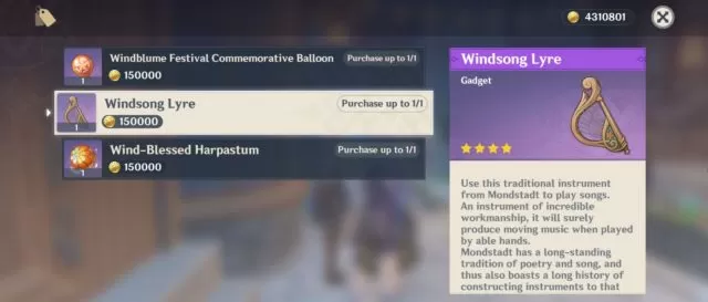 Genshin Impact Lyre Songs Notes - How to Get Windsong Lyre