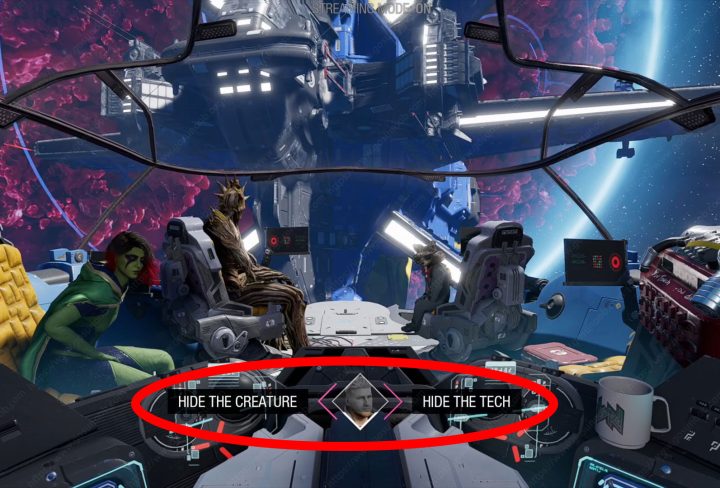 hide the llama creature or hide the tech guardians of the galaxy choice answer