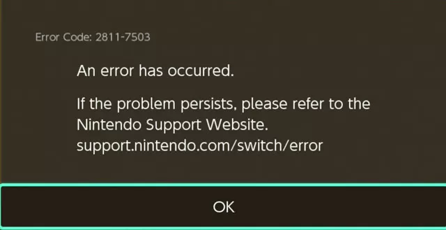 nintendo error code 2811-7503 fix