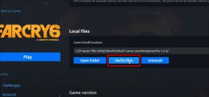 verify files to fix Far Cry 6 Black Screen