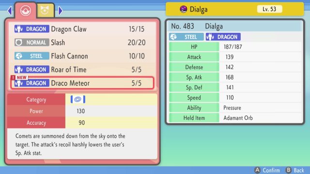 Draco Meteor Move Pokemon BDSP