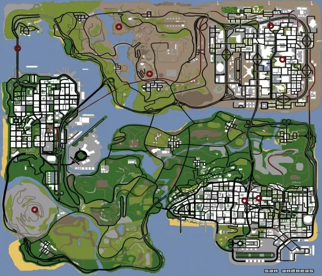 Parachute Locations GTA SA