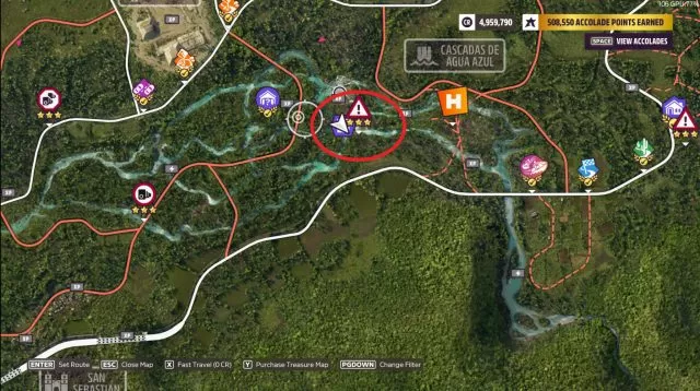 Blazing Thunder Treasure location map