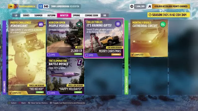 Smash Piles of White Presents Found at Horizon Outposts Forza Horizon 5 It's Raining Gifts