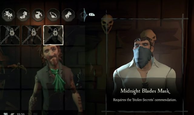 Get Midnight Blades Mask in Sea of Thieves Stolen Secrets Commendation
